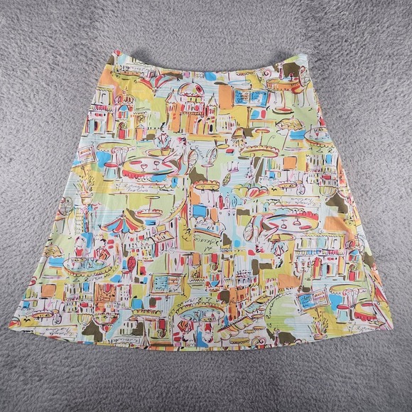 Dresses & Skirts - Vtg 90s Y2K Skirt Woman 30"Graphic AOP Print Villa City Eatery Wearable Art Boho